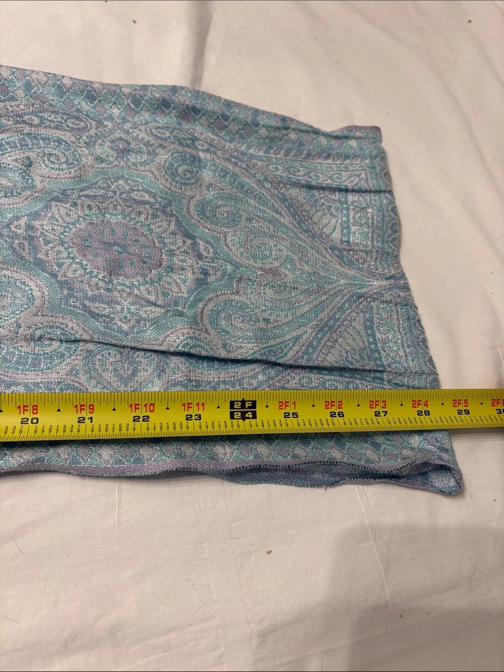 Butterfly Cashmere/Silk/Viscose Pastel Ice  Blue & Lavender Paisley Fringe Scarf